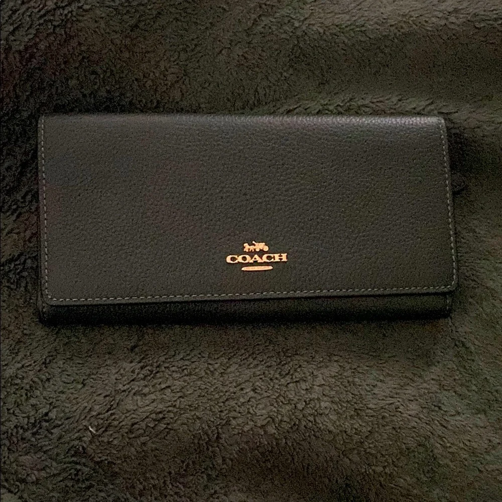 Amazon Green pebbled Leather Wallet with Gold Zipper